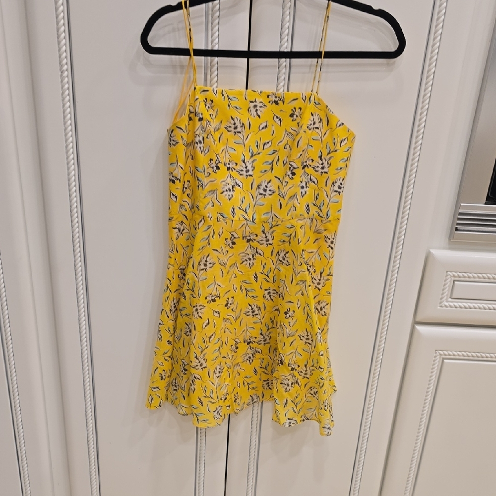 Alice + Olivia Yellow Floral Mini Slip Dress